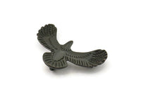Black Eagle Charm, Oxidized Black Brass Eagle Pendants With 4 Loops (46x21x2mm) N1190