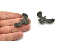 Black Eagle Charm, Oxidized Black Brass Eagle Pendants With 4 Loops (46x21x2mm) N1190