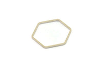 Silver Hexagon Charm, 12 Silver Tone Brass Hexagon Rings (25x1mm) Bs 1227 H0543