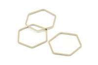 Silver Hexagon Charm, 12 Silver Tone Brass Hexagon Rings (25x1mm) Bs 1227 H0543