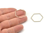 Silver Hexagon Charm, 12 Silver Tone Brass Hexagon Rings (25x1mm) Bs 1227 H0543