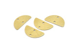 Semi Circle Charm, 12 Raw Brass Half Moon Charms With 2 Holes (20x10x0.80mm) A0389