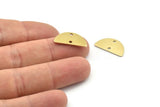 Semi Circle Charm, 12 Raw Brass Half Moon Charms With 2 Holes (20x10x0.80mm) A0389