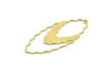 Brass Oval Charm, Raw Brass Oval Pendants With 1 Loop, Brass Earrings (46x21x0.80mm) SMP1662