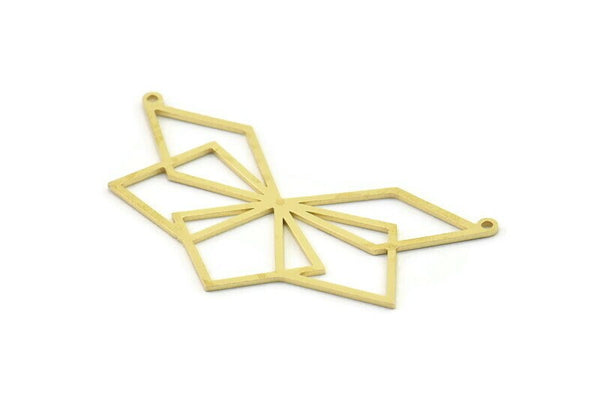 Brass Diamond Charm, Raw Brass Diamond Pendants With 2 Loops, Findings (54x29x0.80mm) SMP1584