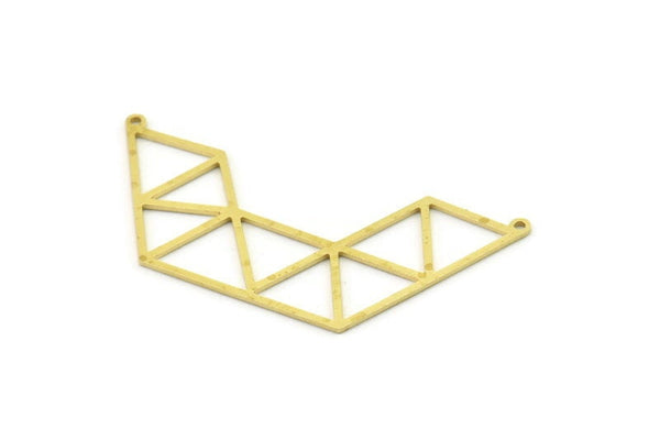 Brass Triangle Charm, Raw Brass Triangle Pendants With 2 Loops, Findings (57x25x0.80mm) SMP1597