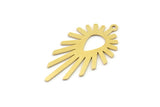 Brass Sun Charm, Raw Brass Drop Charms With 1 Loop, Brass Earrings (34x19x0.60mm) SMP1678