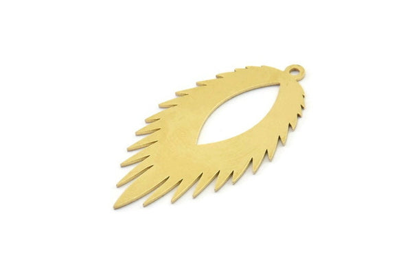 Brass Leaf Charm, Raw Brass Leaf Charms With 1 Loop, Leaf Earrings (37x20x0.60mm) SMP1644