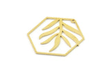 Brass Leaf Charm, Raw Brass Hexagon Charms With 1 Hole, Charm Earrings (35x31x0.60mm) SMP1683