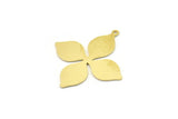 Brass Flower Charm, Raw Brass Dangle Pendants, Flower Earrings With 1 Loop (34x32x0.60mm) SMP1593