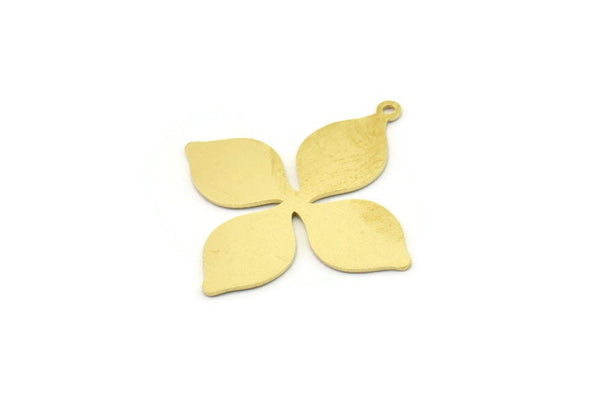 Brass Flower Charm, Raw Brass Dangle Pendants, Flower Earrings With 1 Loop (34x32x0.60mm) SMP1593