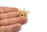 Brass Flower Charm, Raw Brass Dangle Pendants, Flower Earrings With 1 Loop (32x28x0.60mm) SMP1568