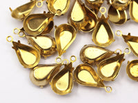 Pear Drop Prong Setting, 50 Raw Brass Pear Drop 4 Prong Settings (13x8mm) D0504