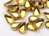 Pear Drop Prong Setting, 50 Raw Brass Pear Drop 4 Prong Settings (13x8mm) D0504