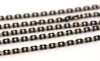 Flat Cable Chain, 50 Meters - 165 Feet (3.6x2.7mm) Black Antique Brass Faceted Soldered Flat Cable Chain -  Z067