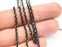 Flat Cable Chain, 50 Meters - 165 Feet (3.6x2.7mm) Black Antique Brass Faceted Soldered Flat Cable Chain -  Z067