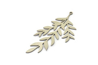 Çelik Yaprak Charm, 1 Halkalı Paslanmaz Çelik Yaprak Charmlar, Yaprak Küpeler (55x32x0,80 mm) SMP1620