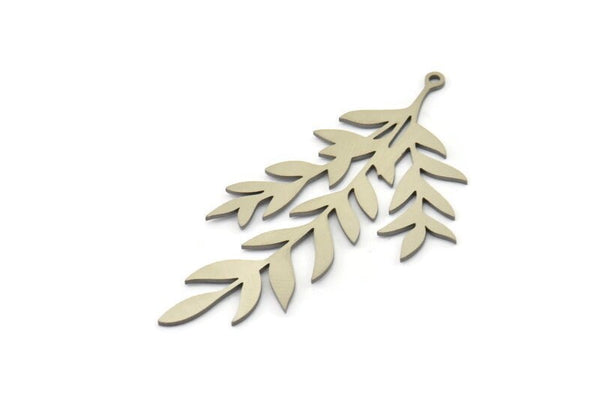 Çelik Yaprak Charm, 1 Halkalı Paslanmaz Çelik Yaprak Charmlar, Yaprak Küpeler (55x32x0,80 mm) SMP1620