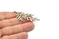 Çelik Yaprak Charm, 1 Halkalı Paslanmaz Çelik Yaprak Charmlar, Yaprak Küpeler (55x32x0,80 mm) SMP1620