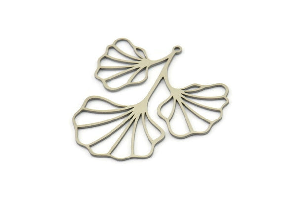Steel Leaf Charm, Stainless Steel Ginkgo Leaf Charms With 1 Loop, Charm Pendants (43x41x0.80mm) SMP1638
