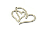 Steel Heart Charm, Stainless Steel Heart Charms With 1 Loop, Heart Earrings, Pendants (38x26x0.80mm) SMP1619