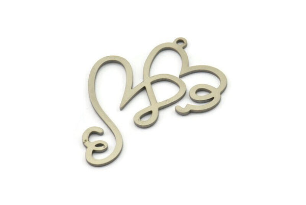 Steel Heart Charm, Stainless Steel Heart Charms With 1 Loop, Heart Earrings, Pendants (38x29x0.80mm) SMP1636