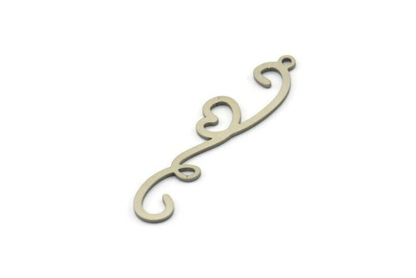 Steel Heart Charm, Stainless Steel Heart Charms With 1 Loop, Heart Earrings, Pendants (40x9x0.80mm) SMP1627