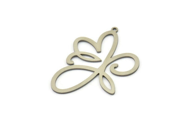 Steel Flower Charm, Stainless Steel Dangle Pendants, Flower Earrings With 1 Loop (40x30x0.80mm) SMP1626