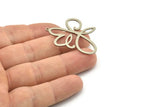 Steel Flower Charm, Stainless Steel Dangle Pendants, Flower Earrings With 1 Loop (40x30x0.80mm) SMP1626