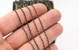 Black Soldered Chain, Raw Brass Faceted Soldered Cable Chain (1.2x2mm) Z182