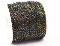 Black Soldered Chain, Raw Brass Faceted Soldered Cable Chain (1.2x2mm) Z182