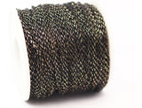 Black Soldered Chain, Raw Brass Faceted Soldered Cable Chain (1.2x2mm) Z182