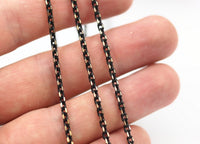 Flat Cable Chain, 50 Meters - 165 Feet (3.6x2.7mm) Black Antique Brass Faceted Soldered Flat Cable Chain -  Z067