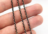 Flat Cable Chain, 50 Meters - 165 Feet (3.6x2.7mm) Black Antique Brass Faceted Soldered Flat Cable Chain -  Z067