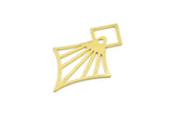 Brass Geometric Charm, Raw Brass Dangle Pendants, Geometric Earrings With 1 Hole (38x25x0.60mm) SMP1564