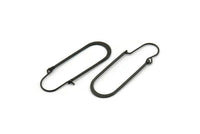 Black Earring Wires, 4 Oxidized Black Brass Earring Studs, Wire Hoops  (40x13mm) D0576 H0937
