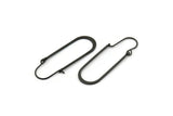 Black Earring Wires, 4 Oxidized Black Brass Earring Studs, Wire Hoops  (40x13mm) D0576 H0937