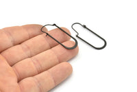 Black Earring Wires, 4 Oxidized Black Brass Earring Studs, Wire Hoops  (40x13mm) D0576 H0937