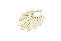 Silver Flower Charm, 2 Antique Silver Plated Brass Flower Charms With 1 Loop, Findings (36x28x0.60mm) SMP0649 A5280