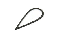Black Drop Charm, 4 Oxidized Black Brass Drop Connectors (50x22x1mm) D1602