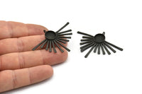 Siyah Güneş Tılsımı, 1 Halkalı Oksitlenmiş Siyah Pirinç Güneş Tılsımı, Kolye Uçları - Ped Boyutu 10 mm (50x35x1,5 mm) N1217