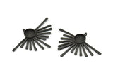 Siyah Güneş Tılsımı, 1 Halkalı Oksitlenmiş Siyah Pirinç Güneş Tılsımı, Kolye Uçları - Ped Boyutu 10 mm (50x35x1,5 mm) N1217