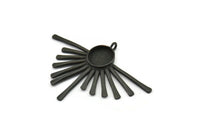 Siyah Güneş Tılsımı, 1 Halkalı Oksitlenmiş Siyah Pirinç Güneş Tılsımı, Kolye Uçları - Ped Boyutu 10 mm (50x35x1,5 mm) N1217