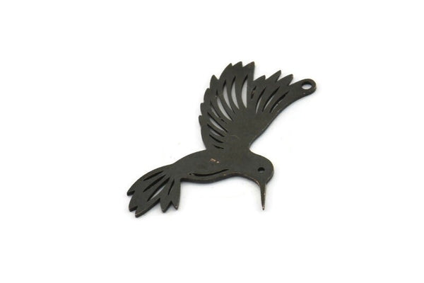 Siyah Kuş Tılsımı, 1 Halkalı 6 Oksitlenmiş Siyah Pirinç Sinek Kuşu Şeklinde Tılsım, Bulgular (32,5x17,5x0,60 mm) A6513
