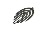 Siyah Saçaklı Charm, 1 Döngülü 4 Oksitlenmiş Siyah Pirinç Saçaklı Charm (43,5x24x0,60 mm) A6726