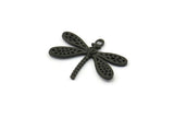 Black Dragonfly Charm, 6 Oxidized Black Brass Dragonfly Charms With 1 Loop, Pendants, Findings (22x16mm) N1208