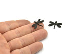 Black Dragonfly Charm, 6 Oxidized Black Brass Dragonfly Charms With 1 Loop, Pendants, Findings (22x16mm) N1208