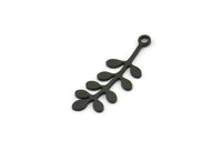 Black Leaf Charm, 24 Oxidized Black Brass Leaf Charms With 1 Loop, Charm Pendants (24x9x0.60mm) A3298 H1039