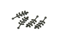 Black Leaf Charm, 24 Oxidized Black Brass Leaf Charms With 1 Loop, Charm Pendants (24x9x0.60mm) A3298 H1039