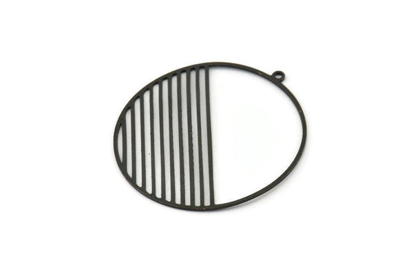 Siyah Yuvarlak Charm, 1 Halkalı 2 Oksitlenmiş Siyah Pirinç Charm, Charm Kolye Uçları, Bulgular (42x40x0,60 mm) A6733